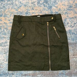 J. Crew Dark Green Mini Skirt with Gold Accents